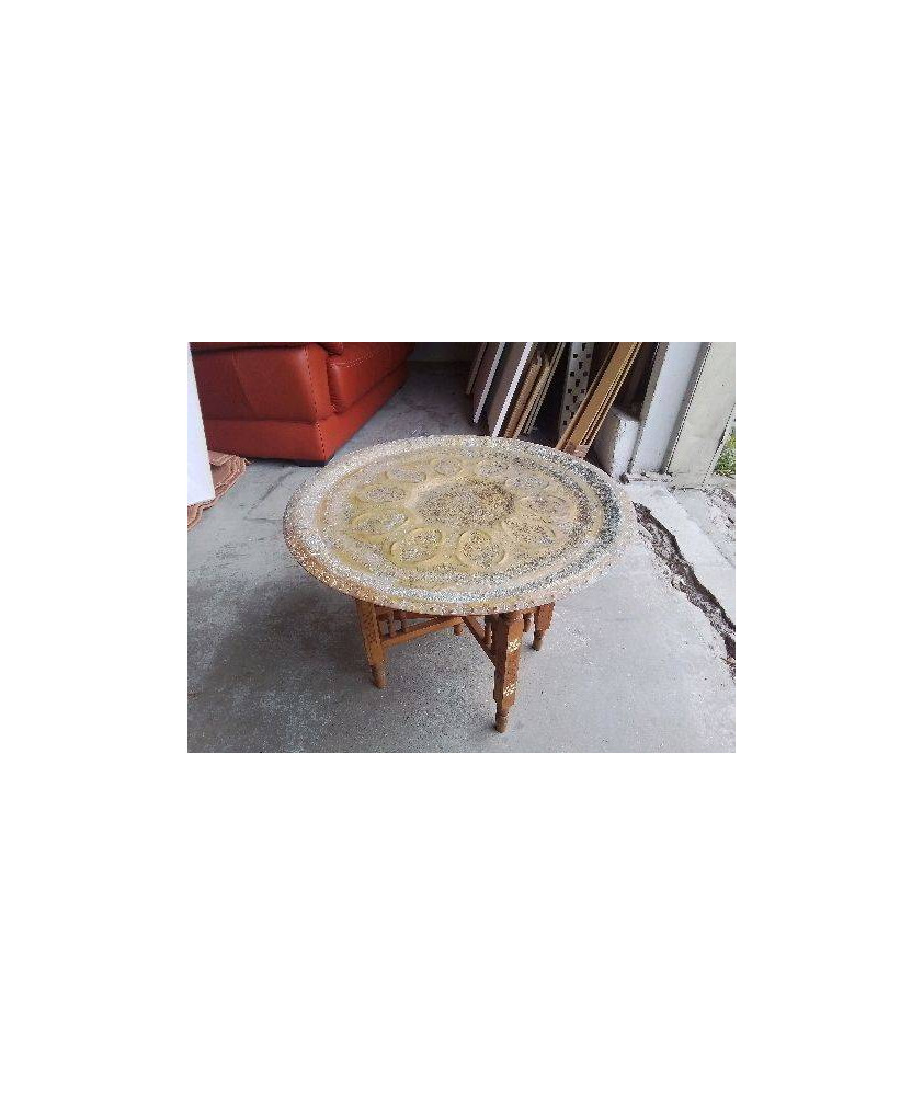TABLE BASSE PLATEAU EN LAITON MAROCAIN 