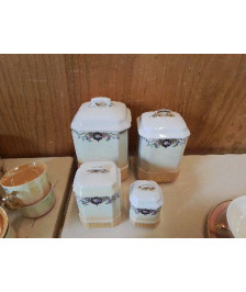 LOT DE 4 POTS À CONDIMENT MOTIF FLORAL 