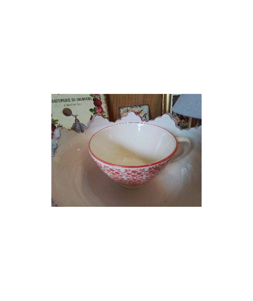 TASSE ROUGE MOTIF FLORAL 