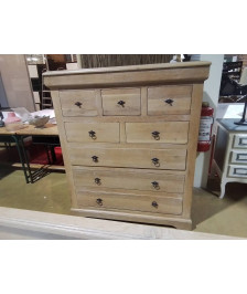 COMMODE CHENE MASSIF 8 TIROIRS 