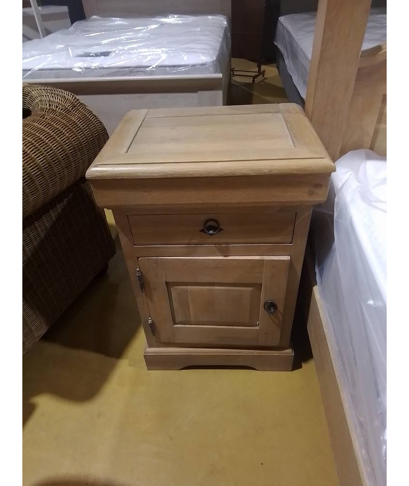 CHEVET CHENE MASSIF 1 PORTE 2 TIROIRS LA PAIRE 