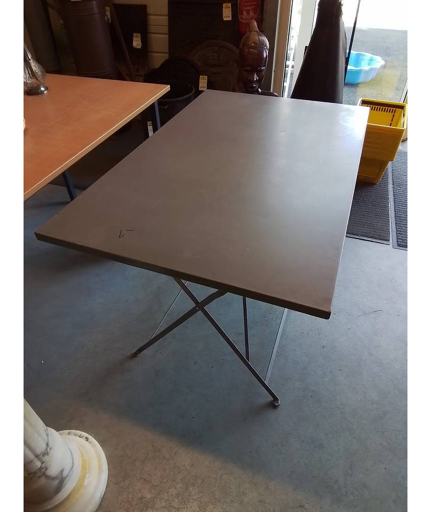 TABLE RECTANGULAIRE DE JARDIN PLIANTE MÉTAL GRIS