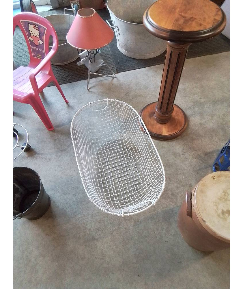 PANIER OVALE GRILLAGÉ BLANC