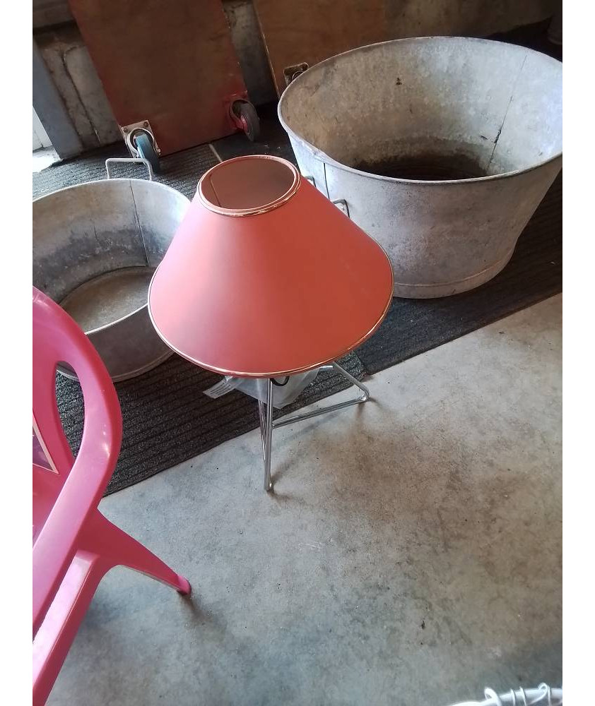 LAMPE PIED MÉTAL CHROMÉ AJ ROSE LISERÉ DORÉ 