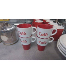 TASSES CAFE ROUGES X4 
