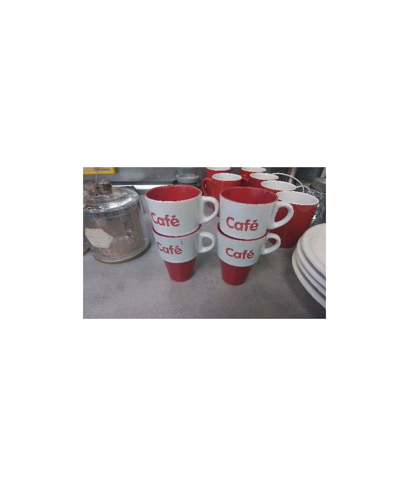 TASSES CAFE ROUGES X4 