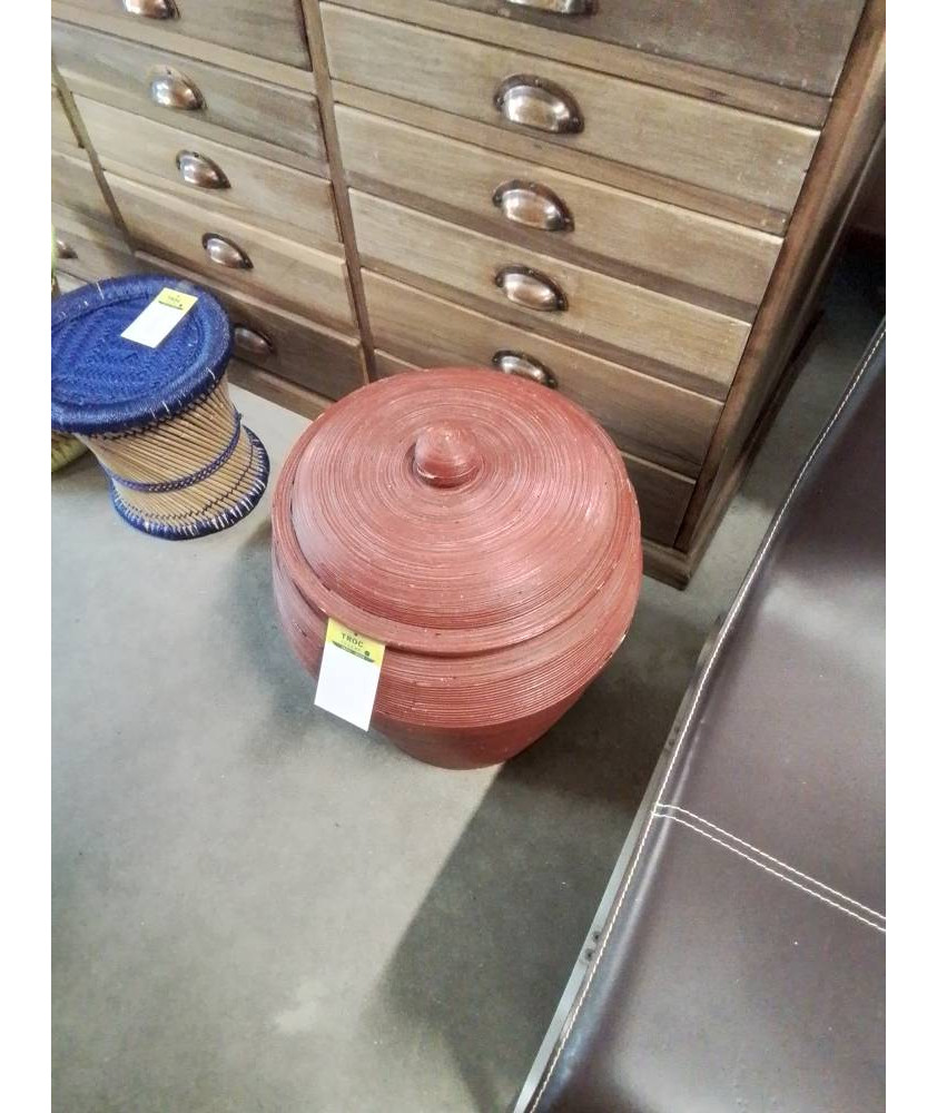 PANIERE RONDE VANNERIE PEINT ROUGE 