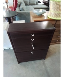 MEUBLE A CHAUSSURES BOIS MARRON 1 TIROIR 2 PORTES 