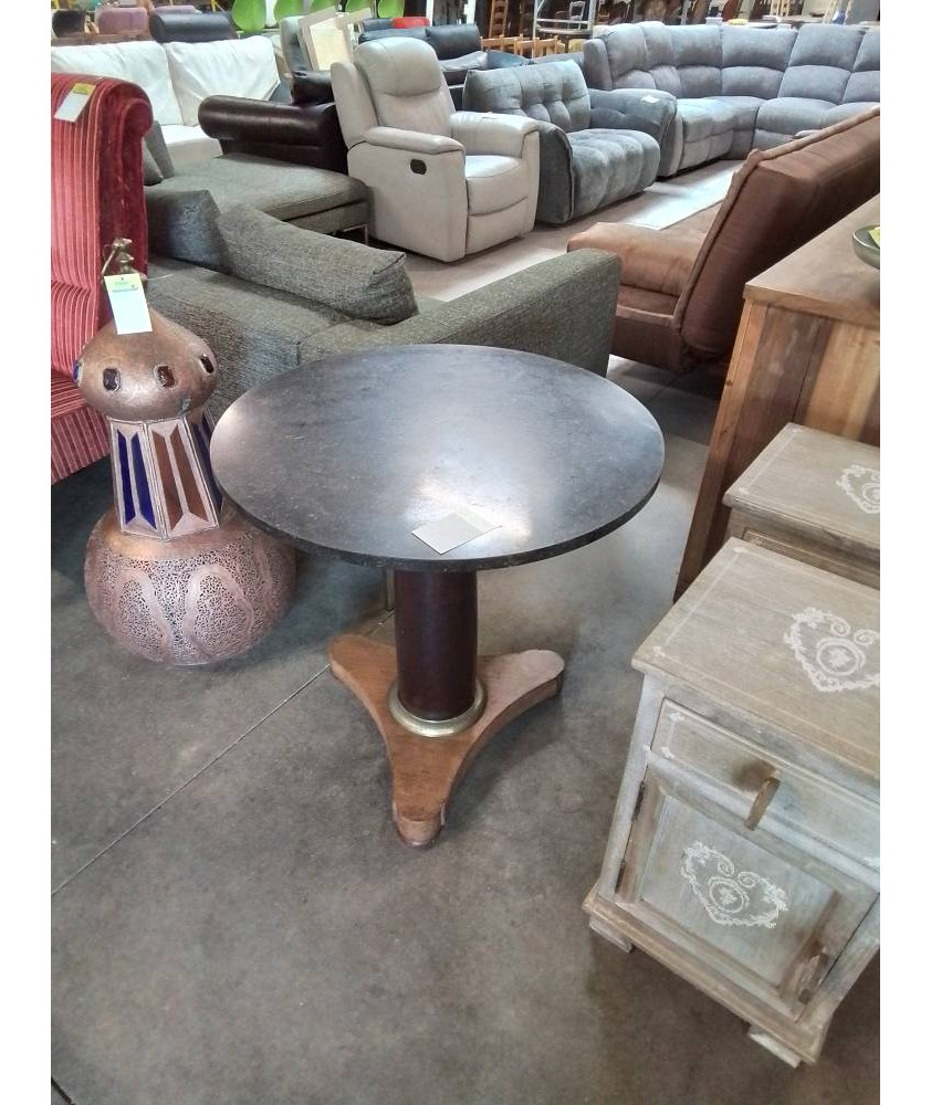 GUERIDON ROND BOIS ET PLATEAU MARBRE STYLE EMPIRE