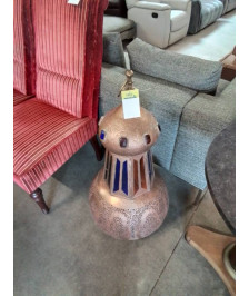 LANTERNE ORIENTALE CUIVRE ET VERRE TEINTÉ 