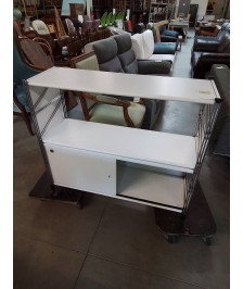 ÉTAGÈRE MÉTALLIQUE BLANC 1 NICHE 2 PORTES COULISSANTES 