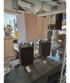 LAMP DOUBLE PIÈTEMENT BOIS AJ BLANC ET CHOCOLAT 