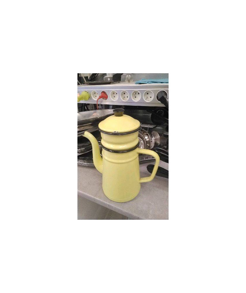CAFETIÈRE EMAILLEE JAUNE - EN L’ETAT