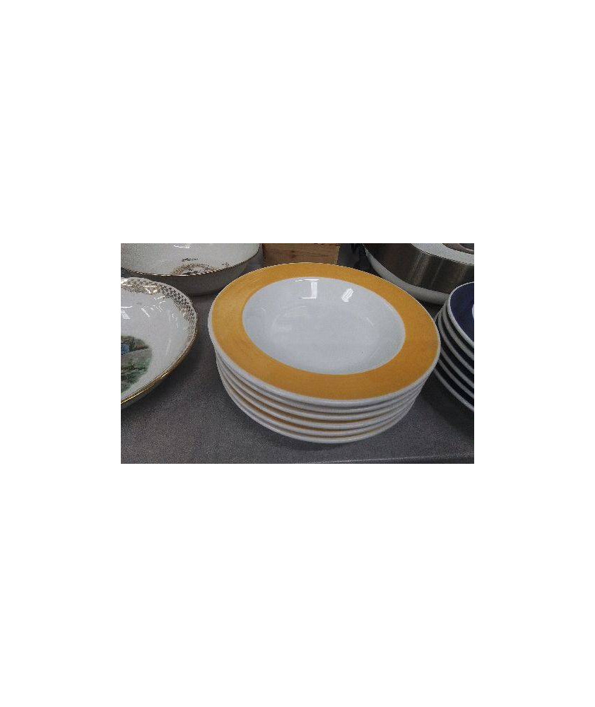 ASSIETTES CREUSES JAUNES X6 
