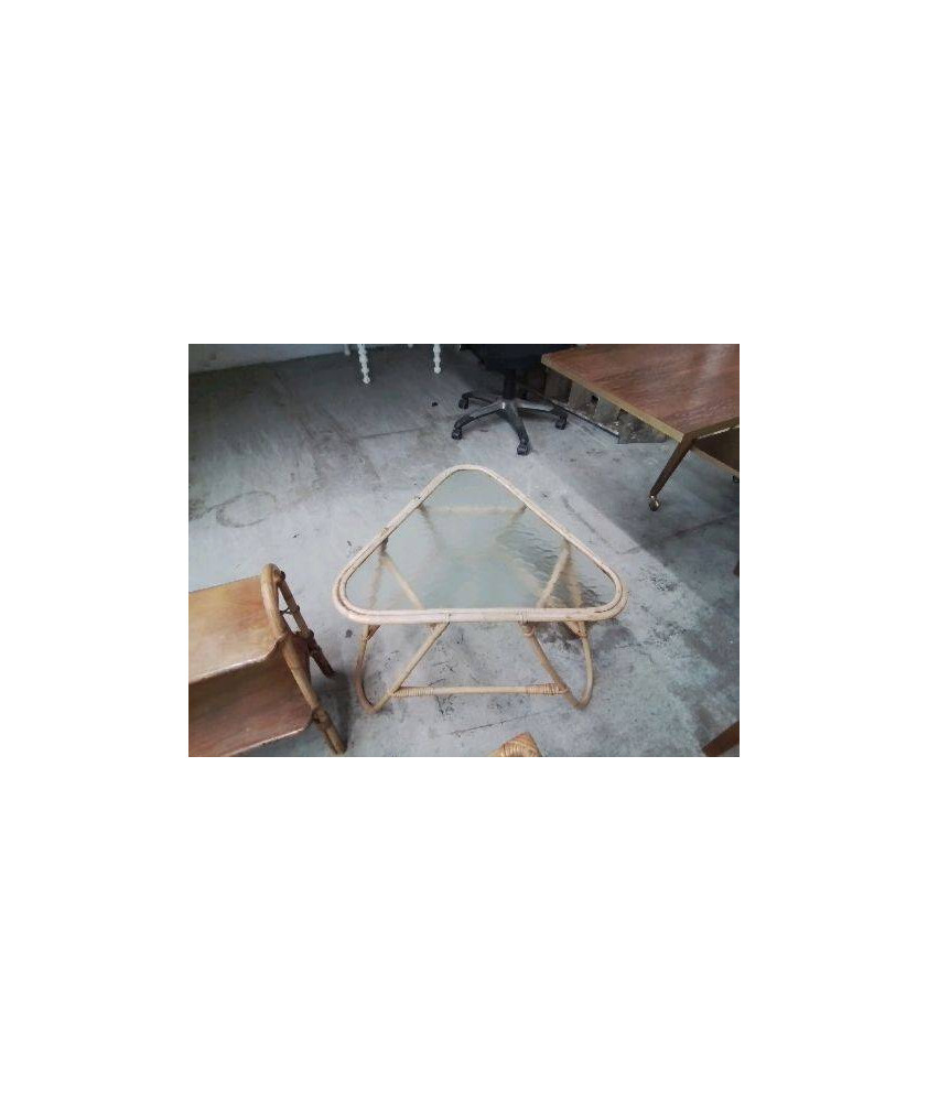 BOUT DE CANAPÉ TABLE ROTIN 