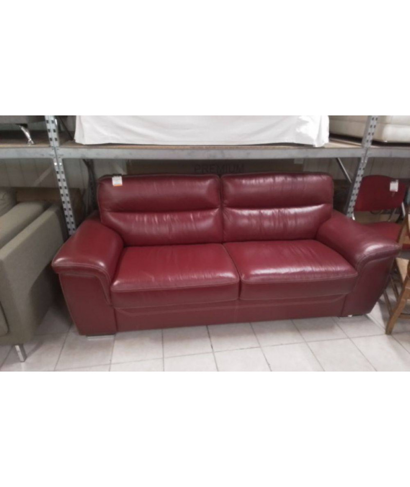CANAPE 3 PLACES CUIR ROUGE