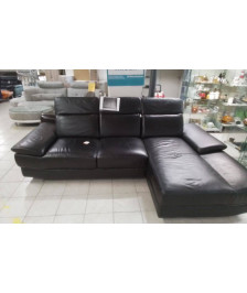 CANAPE ANGLE CUIR NOIR CHATEAU DAX