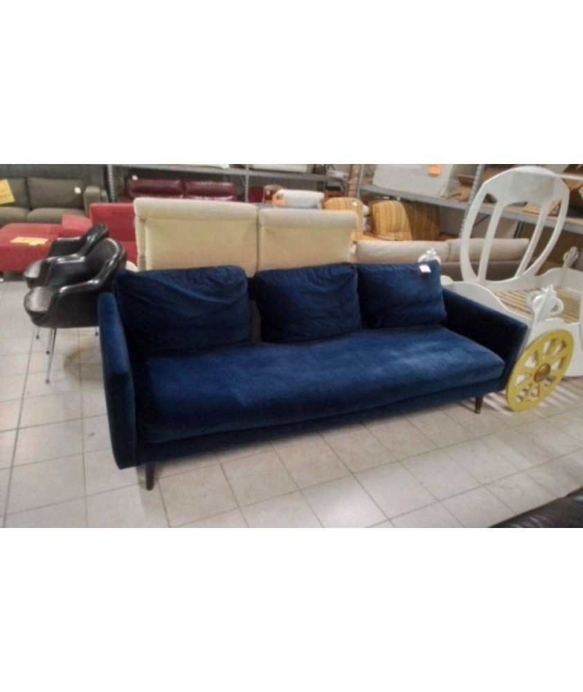 CANAPE VELOUR BLEU