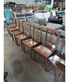 6 CHAISES BISTROT BOIS DOSSIER 3 BARREAUX VERTICAUX ANNÉES 50