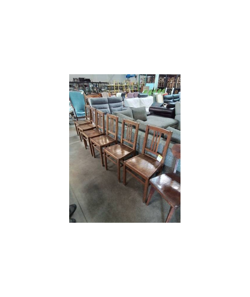 6 CHAISES BISTROT BOIS DOSSIER 3 BARREAUX VERTICAUX ANNÉES 50