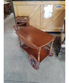 CHARIOT A ROULETTES ET ABATTANTS BOIS CLAIR 2 NIVEAUX 