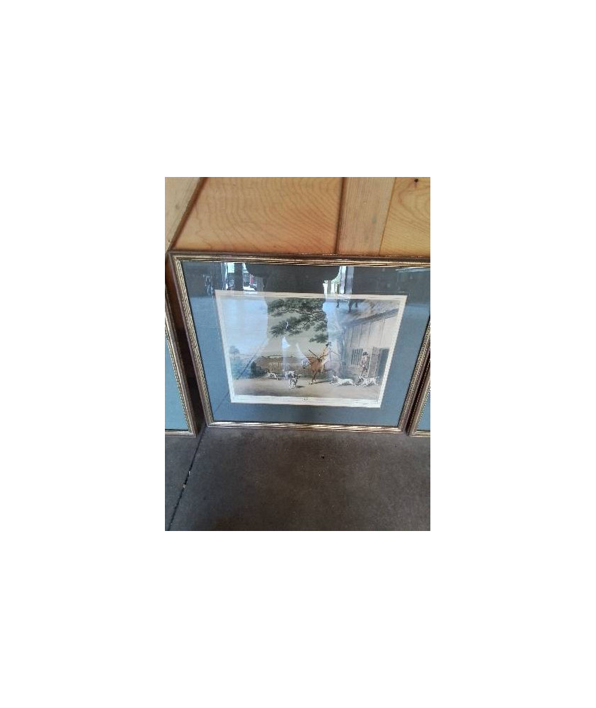 GRAVURE CHASSEURS SORTANT AU MATIN D’APRES CLARK&MERKE