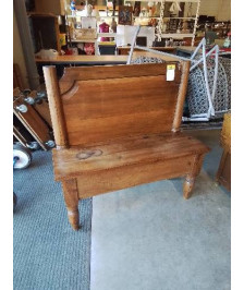 BANC COFFRE A DOSSIER BOIS FIN XIXE