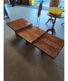 3 TABLES BASSES GIGOGNES BOIS NOIR ET MARRON ANNÉES 80