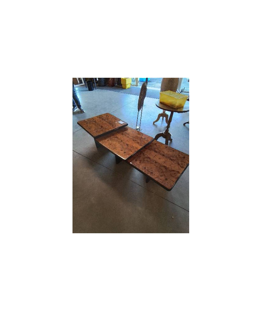 3 TABLES BASSES GIGOGNES BOIS NOIR ET MARRON ANNÉES 80
