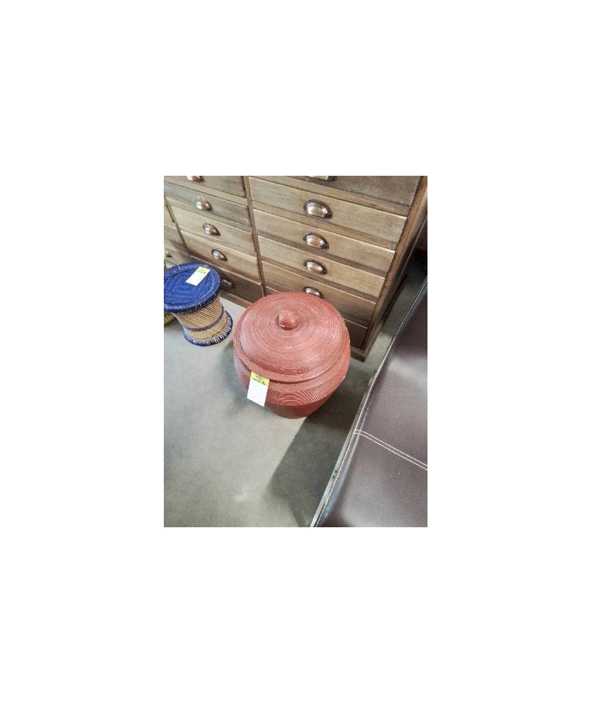 PANIERE RONDE VANNERIE PEINT ROUGE 