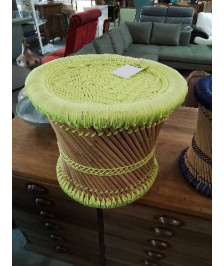 TABOURET ROTIN ET CORDAGE JAUNE