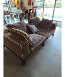 SOFA BOIS ET TISSU CHOCOLAT 