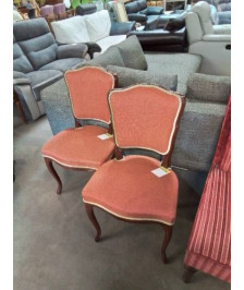 PAIRE DECHAISE DOSSIER MOUSTACHE BOIS CAPITONNÉ TISSU ORANGÉ 