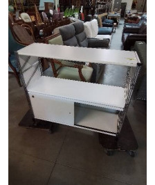 ÉTAGÈRE MÉTALLIQUE BLANC 1 NICHE 2 PORTES COULISSANTES 