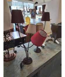 LAMPE MÉTAL NOIR COURBÉ 3 FEUX AJ COLORÉ 