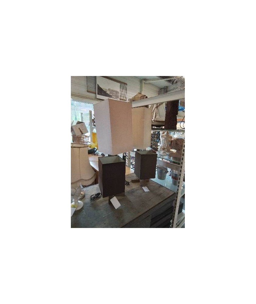 LAMP DOUBLE PIÈTEMENT BOIS AJ BLANC ET CHOCOLAT 