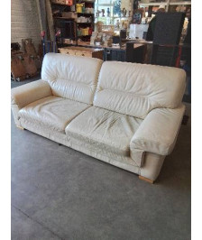 CANAPÉ 2 PLACES CUIR BEIGE 