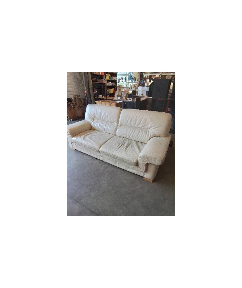 CANAPÉ 2 PLACES CUIR BEIGE 