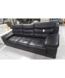 CANAPE CUIR NOIR 4 PLACES 2M50