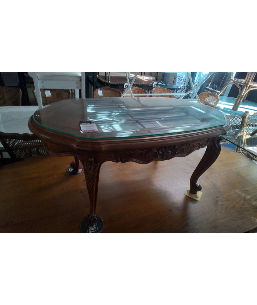 TABLE BASSE NOYER DESSUS VERRE