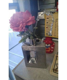 VASE ARGENTE + ROSE