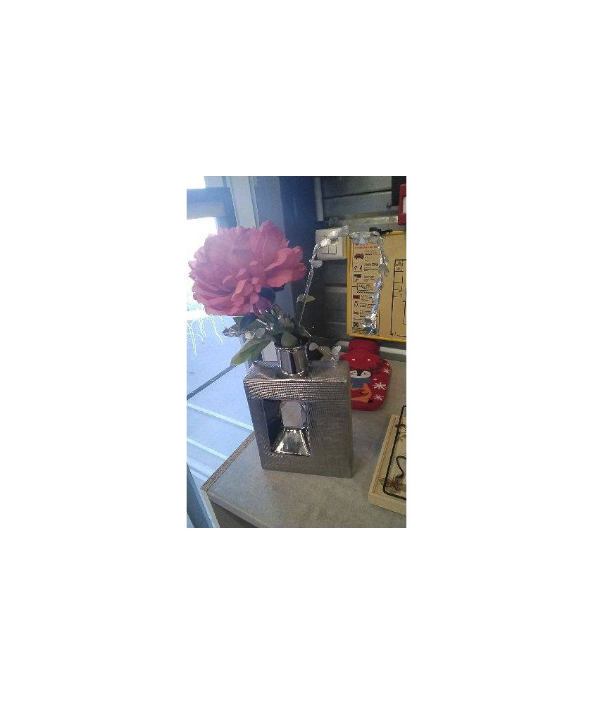 VASE ARGENTE + ROSE