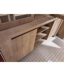 MEUBLE 2 CORPS HAUT 3 PORTES VITRÉES COULEUR CHENE CLAIR