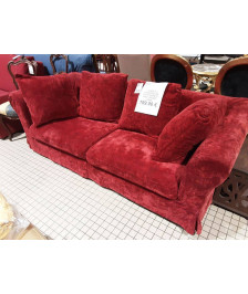 CANAPÉ 2/3 PLACES ROUGE  DEHOUSSABLE AVEC HOUSSE JAUNE 