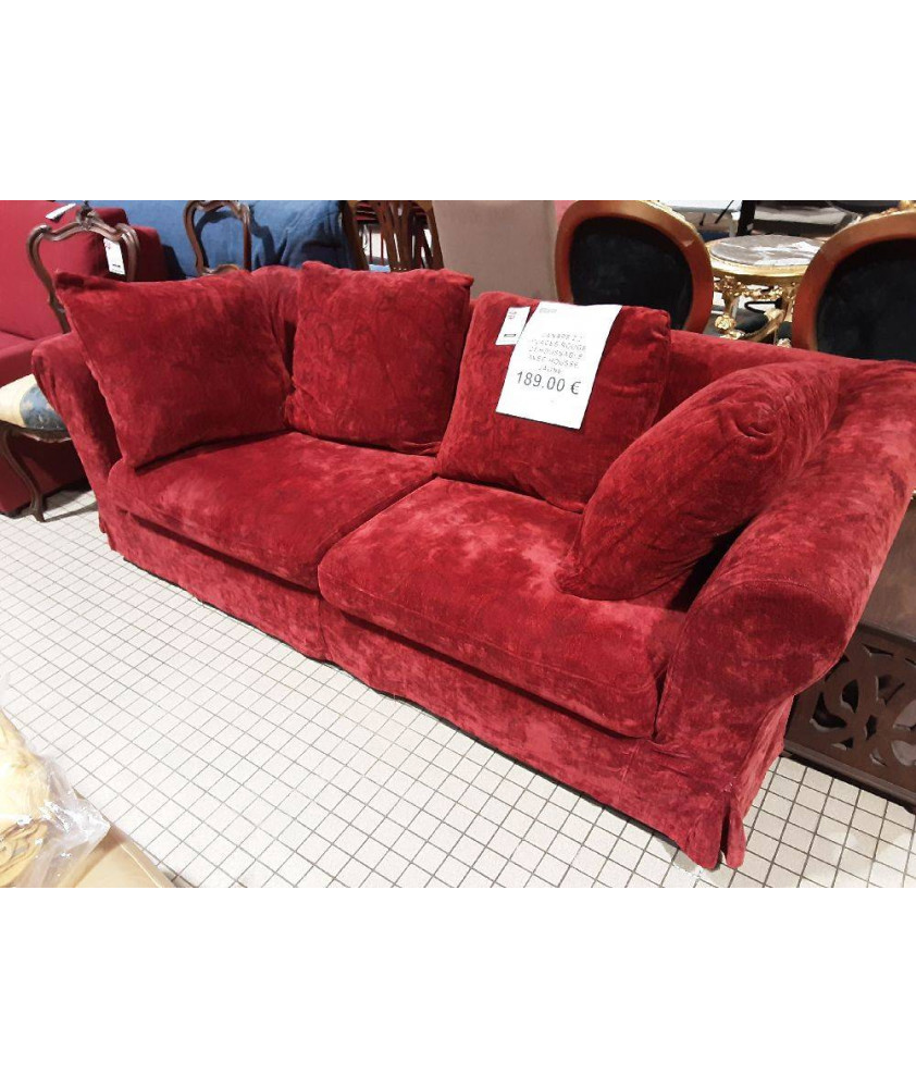 CANAPÉ 2/3 PLACES ROUGE  DEHOUSSABLE AVEC HOUSSE JAUNE 