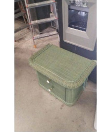 CHEVET 2 TIROIRS VERT - ROTIN