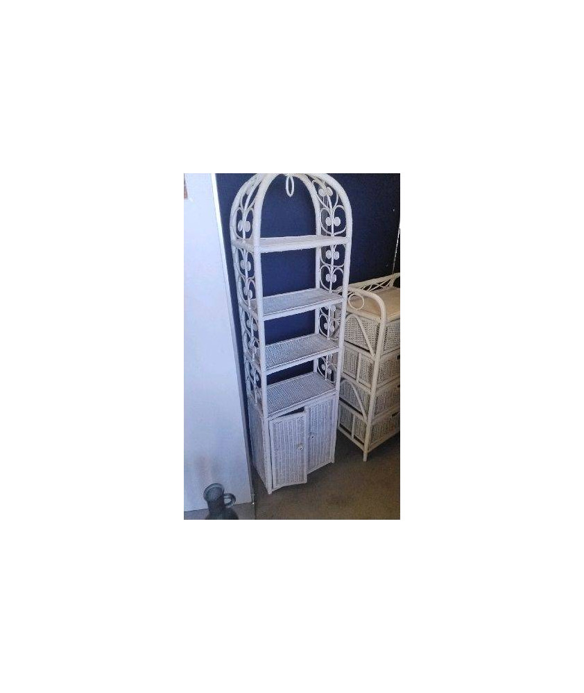 MEUBLE ETAGERE ROTIN 2 PORTES