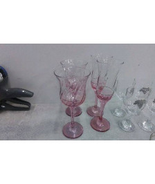 VERRES PIED ROSE X4