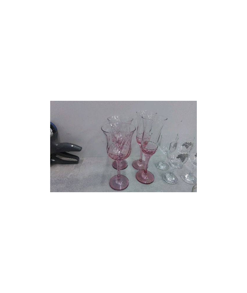 VERRES PIED ROSE X4