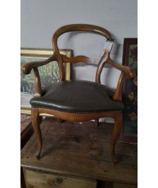 FAUTEUIL CUIR STYLE LOUIS XV